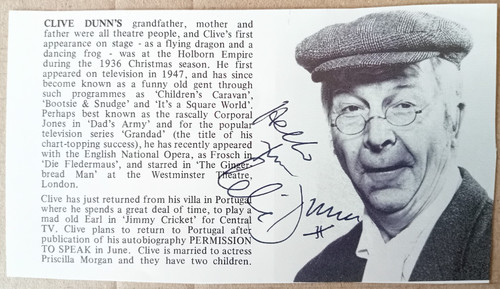 Original autograph clive - clive, dunn