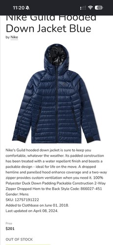 Nike guild hooded down jacket - guild,