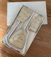 Vintage Mascot 3 Piece Snakeskin Vanity Dressing Table Brush & Mirror Set Boxed