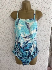 Swimming Costume size 16 Debenhams Blue Turquoise Leaf Print Beautiful Hols