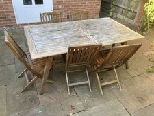 Solid Teak 5 Seater Garden Dining Set – Table & Chairs Outdoor Patio Furniture