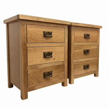 Oak 3 Drawer Wide Bedside –