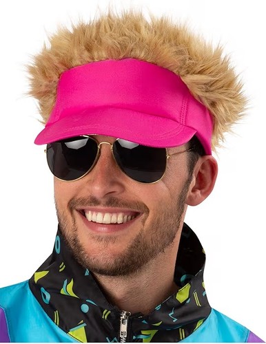 Smiffys neon pink visor hat - neon,