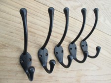 Cast iron Rustic hat & coat hooks vintage old English Victorian retro pegs