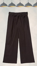 Ex Fat Face Women’s Taylor Linen Wide Leg Trousers in Black