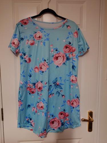 Blue floral tunic top - blue,