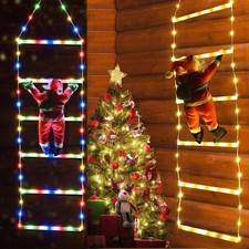 LED Christmas Ladder Lights with Santa Claus Decorative String Light USB 8 Modes