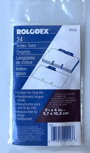 Rolodex index tabs - rolodex, (2.25"