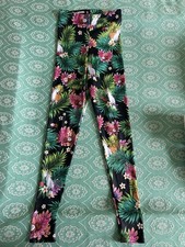 BlackMilk  Tropicool tropical parrot Leggings Size S Black Pink High Waist
