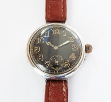 1916 SOLID SILVER CASED 15 JEWELS SWISS LEVER OFFICERS TRENCH WRIST WATCH WORKIN