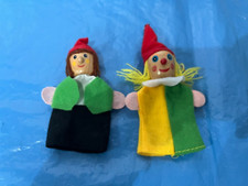 2X Wooden Face Clown Finger