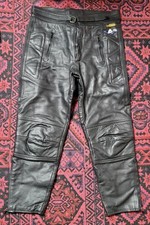 Mens AKITO Black Leather Motorcycle Trousers 36"