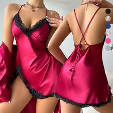 2PCS Womens Sexy Satin Silk