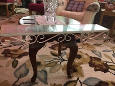 2 Glass Shelf Wall Mounted Wrought Iron Scrolls Vintage in Harwich essex