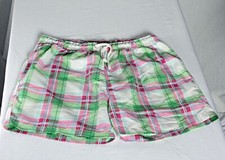 Havacoa Swimming Beach Shorts Check Stripe Green Pink White Summer Holiday L