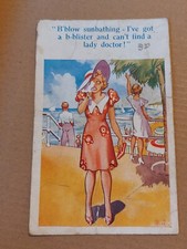 "B'BLOW SUNBATHING - I'VE GOT A B-BLISTER. VINTAGE SEASIDE POSTCARD