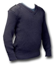 1 NEW ROYAL NAVY ISSUE NATO RIBBED WOOLLY PULLY V-NECK JUMPER [16001]