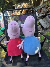 Peppa Pig Plush Toys 2 Large (14 Inch) Peppa (And Teddy) George And MR Dinosaur.