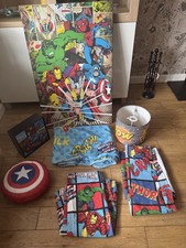 AvengersMarvel Bedroom Bundle Curtains,Cushion,Side Light & Shade & Large Canvas