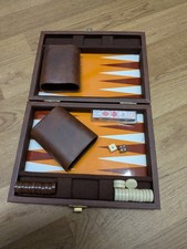 faux leather Backgammon Set Travel Case game magnetic case 23cm by 18cm