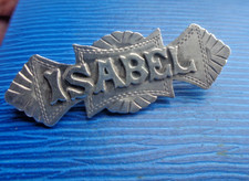 ISABEL  Silver Name Brooch  Victorian Sterling Silver hallmark 1896 Birmingham