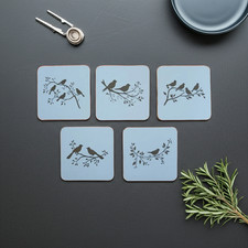 Set of 5, White Topped Wood