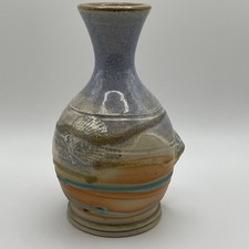 Vase Beach Shells Pottery Studio Signed Bud Stoneware