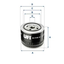 Oil filter Spin-on Filter 23.114.01 UFI for FORD RENAULT PININFARINA LADA LANCIA