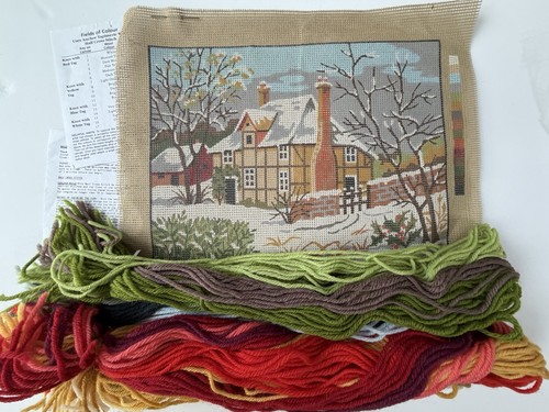 Winter cottage tapestry - tapestry, kit