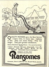 Original 1933 Advert RANSOMES Push Lawn Mower (4) Art Small Deco Era Print Ad
