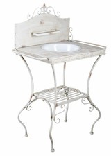 Basin Antique Vanity Unit White Enamel Wash Set Bathroom Table Shabby Chic
