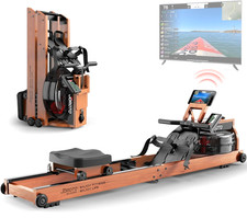 JOROTO Wood Rowing Machine Home Gym, Oak Wood Foldable Rower Machine Bluetooth