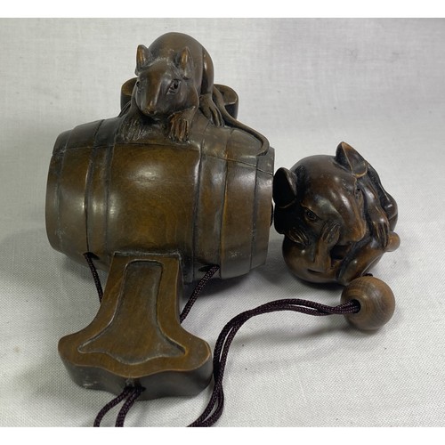 Japanese boxwood inro mouse - boxwood, on