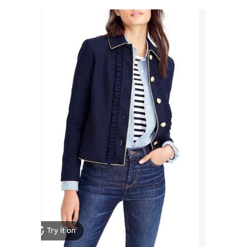 Navy blue ruffle trim - navy,