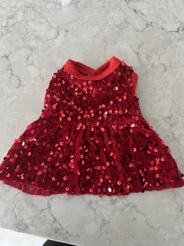 Dog christmas red sequin dress - sequin,