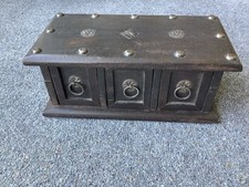 Vintage wooden three drawer trinket box 