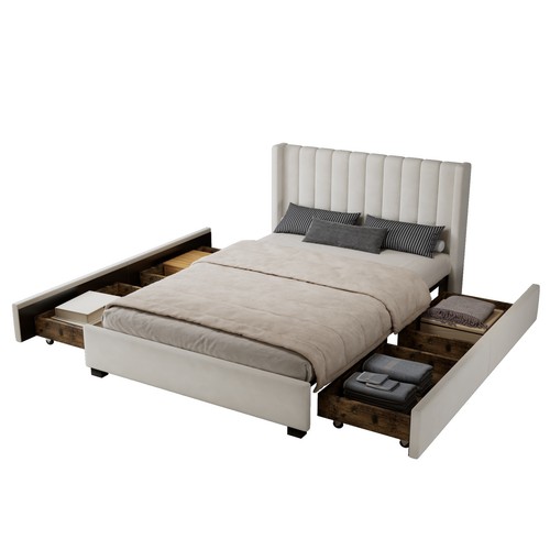Double velvet upholstered - velvet, bed