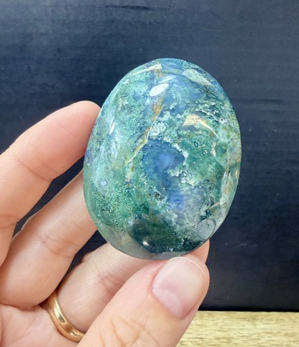 Crystal moss agate palmstone - crystal,