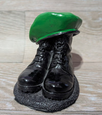 Army Boots and Green Beret Military Royal Marines Sculpture Paperweight - Used