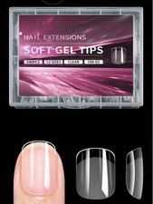 240pcs Soft Gel Nail Tips, Half Matte Full Coverage Press-On Nail Tips Almond