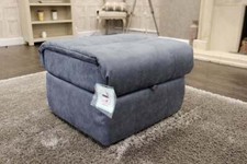 Maine Premium ‘Ocean Blue’ Soft Fabric – Medium Storage Footstool