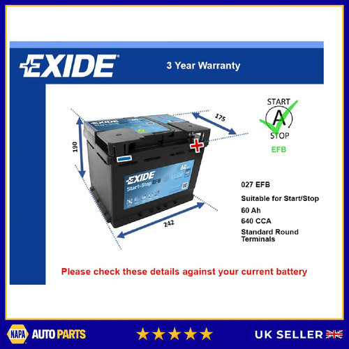 Efb car battery fits honda - battery,