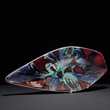 POOLE POTTERY 1960s Delphis Abstract Spear Dish Anne Godfrey MID CENTURY DESIGN