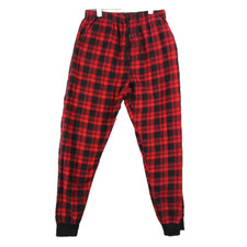 WANTED Women Lounge Pants Size S Elastic Waist Drawstring Red & Black Plaid