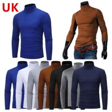 Mens Long Sleeve Slim Fit Turtle Neck Shirt Autumn Winter Thermal Underwear Tops