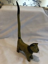 Wooden cat figurine with detachable Tail - 30cm tall -  Ring Holder
