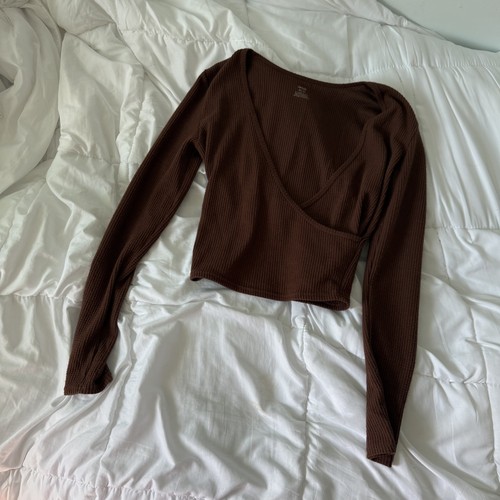 Aerie brown cross over sweater - aerie,