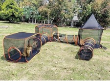 6 In 1 Pet Cat Playpen Outdoor Play Tent Tunnel Cube Compound House Enclosures
