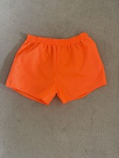 Orange Crisp Nylon Vintage Retro Football Gym Workout Lifeguard Shorts 36W