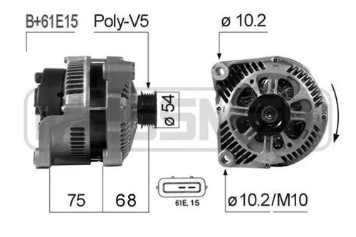 Alternator with ribbed belt - alternator, v-ribbed